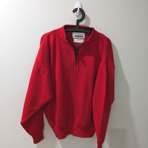 Vintage Obermeyer Red Wool Blend Quarter Zip Mens Sweater